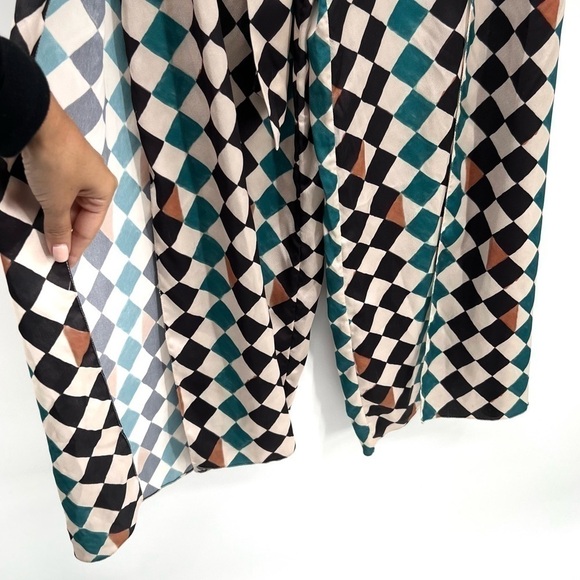 PatBO Pants Wide Leg Check Print High Waist Multicolor Size 8 - Picture 4 of 11